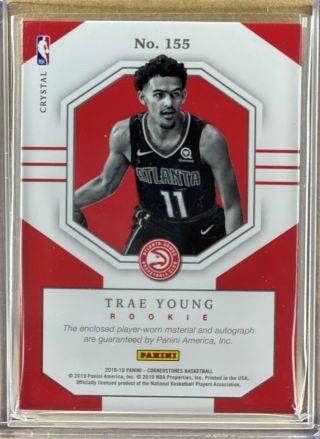 2018 - 19 CORNERSTONES BASKETBALL TRAE YOUNG QUAD ROOKIE PATCH AUTO /75 RPA RC[SQ] 2