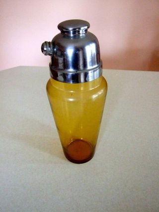 Vintage Amber Glass Art Deco Martini Cocktail Shaker