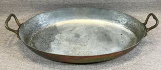 Vintage French Copper Fish Frying Pan 16”x10” Skillet W Handles