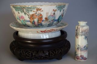 Fine Chinese Antique Famille Rose Porcelain Bowl Set With Tongzhi Mark