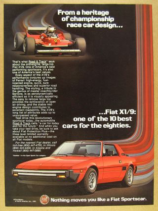 1982 Fiat X1/9 X19 Red Car Color Art Vintage Print Ad