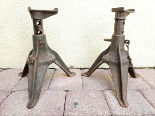 Antique Weaver Jack Stand Pair - Rare Auto Crutch 1920s - Rated 2.  5 Tons Each