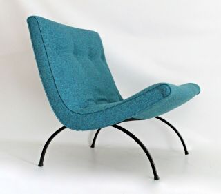 Milo Baughman Thayer Coggin Vtg Mid Century Modern Scoop Lounge Chair Metal Ozzy