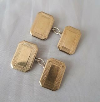 Vintage Art Deco Style 9ct Gold On Sterling Silver Cufflinks