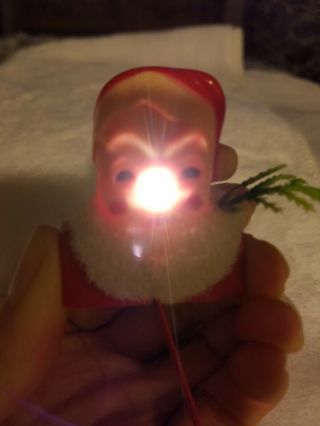 Vintage Santa Claus With Light Up Nose Brooch Pin,  Nr