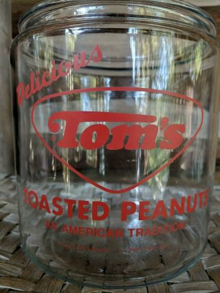 Vtg Glass Toms Peanut Or Candy Jar Bottom Only