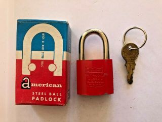 Vintage American Padlock With Key And Steel Ball Lock Ac 20