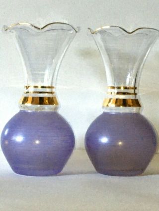Vtg Rainbow Art Glass Co.  4.  25 " Hand Painted Gold Trim Iris Colored Vase