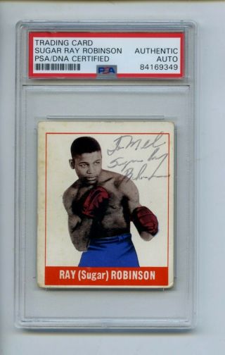 Boxer Sugar Ray Robinson Signed Boxing Trading Card Psa Authentic Auto