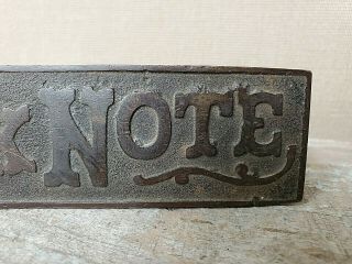 BANK NOTE antique CIGAR advertising NEWSPAPER paperweight VINTAGE cast iron OLD 3