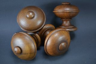 Set Of 4 Wood Newel Post Curtain Rod Finial End Bed Drawer Knob Handle