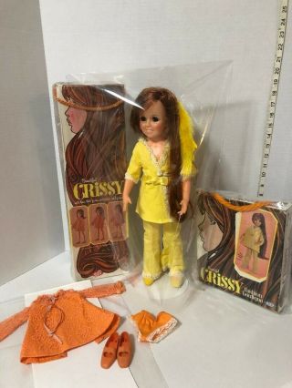 Vintage Ideal Crissy Doll For Doll And Yellow P.  J.  Outfit