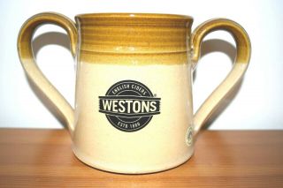 Vintage Wenlock Pottery Salt Glazed Double Handle Western Cider Tankard
