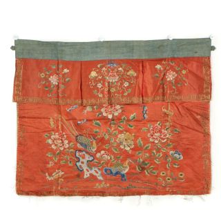 18th/19th C.  Hand Embroidered Chinese Silk Altar Frontal