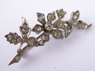 Vintage 925 Sterling Silver Gem Set Flower Brooch Pin 11.  2g B84