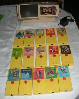 Vtg Fisher Price Movie Viewer Theater With 13 Cartridges And Viewer