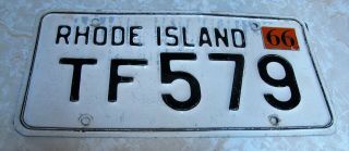 Vintage 1966 Rhode Island License Plate White And Black