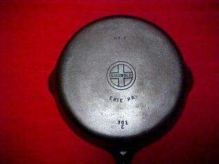 Vintage Cast Iron " Griswold " Skillet No 7,  P/n 701,  With Smooth Bottom