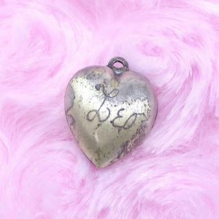 Vintage Sterling Silver Puffy Heart Love Name Leo Estate Charm Ldb10