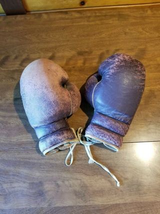 Antique Vintage Leather Boxing Gloves Brown