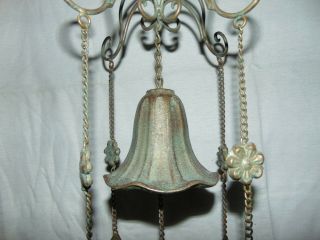 Vintage Bronze Flower Bell Wind Chime 32 " Great Patina