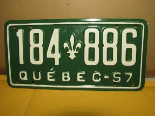 Vintage 1957 Licence Plate Of Quebec Province Canada