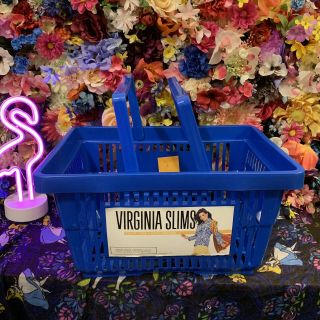 Vintage 1990 Virginia Slims Rite Aid Blue Tobacco Shopping Basket Ads Rare 2
