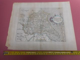 100 East Yorkshire Map By Saxton Hole C1610 Scarce