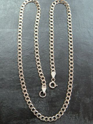 Vintage Sterling Silver Flat Curb Link Necklace Chain 18 Inch C.  1990