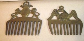 2 Antique/vintage Brass Figural Horse Grooming/currycombs 199g And 139g