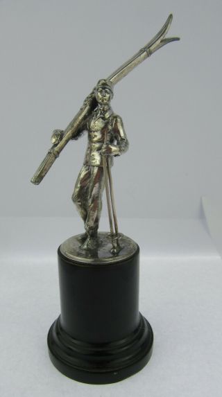 Rare Early 20th C Wmf Plated Figure Of A Standing Skier,  Ostrich Mark