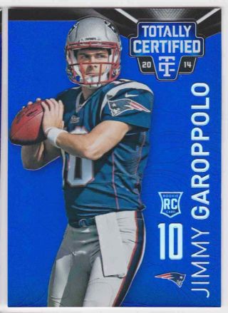 2014 Totally Certified Platinum Blue Jimmy Garoppolo Rc 1/10 Patriots Parallel