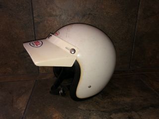 Vintage 1968 Bell Toptex 500 - Tx Auto / Motorcycle Racing Helmet - White.  S/m