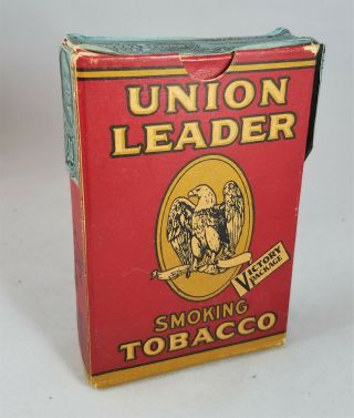 Vintage Union Leader Smoking Tobacco Full Box With 1926 Tax Stamp