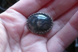 Vintage Scottish Moss Agate and Silver Brooch 2