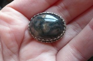 Vintage Scottish Moss Agate and Silver Brooch 3