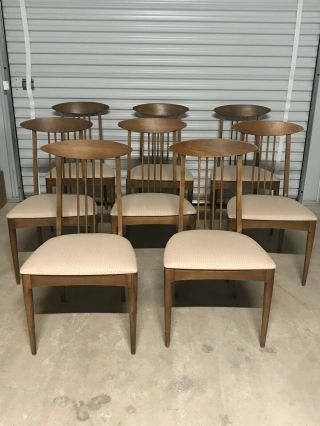 Set Of 8 Broyhill Sculptra Dining Chairs Mid Century Modern Walnut