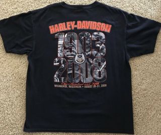 105th Harley Davidson Mens Black Tee Shirt Xl Milwaukee Wisconsin 1903 2008