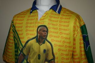 Ronaldo Brasil All Over Print 9 Football Jersey Shirt Xl Vintage Top