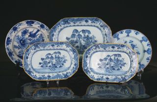 5x Antique Delft Earthenware Tin Glazed Chinese Style Plate C1780 Netherlands