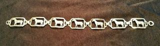 Vintage Sterling Silver Bridled Horse Panel Link Bracelet 7 " Equestrian