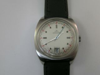Vintage Lecoultre Watch Fancy Dial Blue Second Hand W/ Date Cal K886 1960 