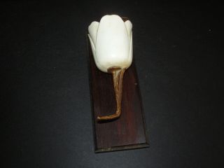 Vintage Ronson Varaflame Table Top Lighter Tulip W Marked Wooden Holder