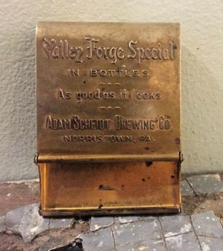 Old Vintage Valley Forge Special Beer Adam Scheidt Norristown Pa Match Holder
