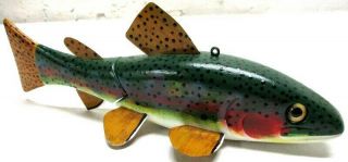 Vintage Tom Weets Brook Trout Folk Art Fish Spearing Decoy Ice Fishing Lure
