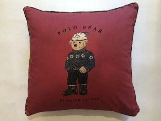 Vintage Ralph Lauren Polo Sweater Winter Bear Denim Pillow 18 " X 18”