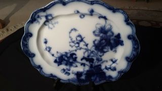 Antique Flow Blue Platter Ridgeway England Sutton Pattern Royal Semi Porcelain
