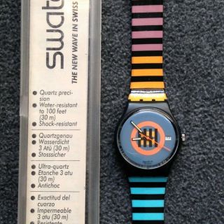 Collective Vintage 1988 Swatch Watch Coral Gables With Case.  Very 