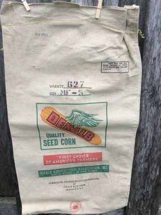 Vintage Dekalb Hybrid Seed Corn Sack With Tag And Top Stitching