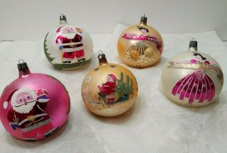 5 Hand Painted Made In Poland - Vintage Ornaments